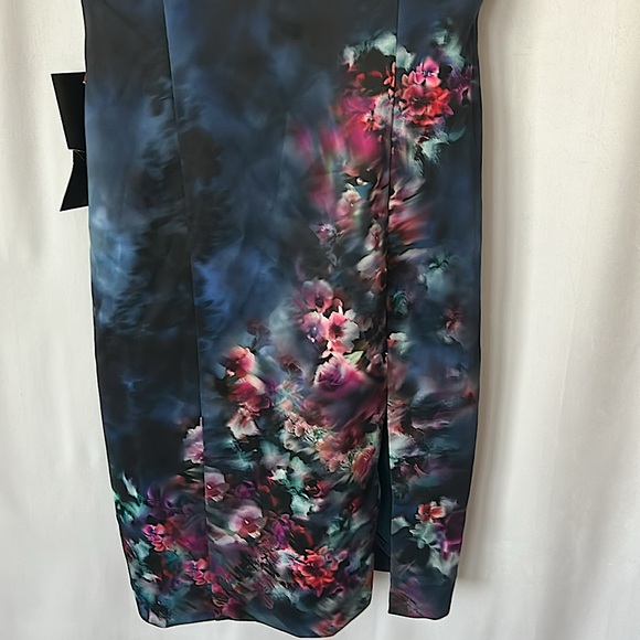 Bebe NWT Amanda Print Dark Blue Spaghetti Straps Scuba Mini Dress **Sz M**🔥🔥 - Picture 7 of 9